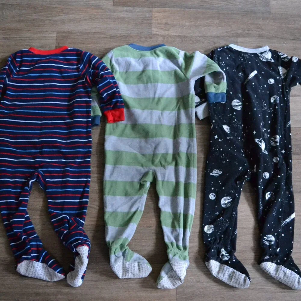 Carter's Fleece Zippered Onesie Footed  Pajamas Lot Bundle of 3 Size 18 Months
